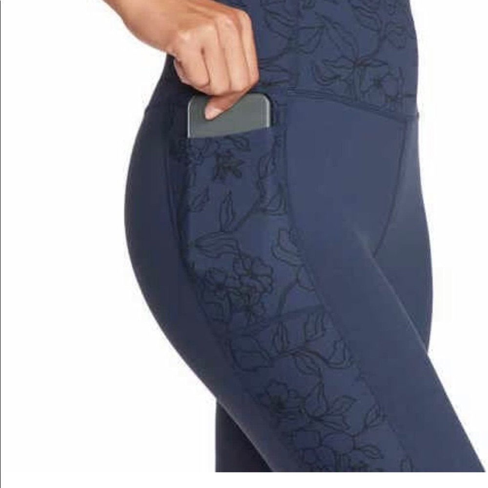 Skechers Ladies Gowalk High Waist Legging 4-Way Stretch (Navy Bloom Outlines, XS